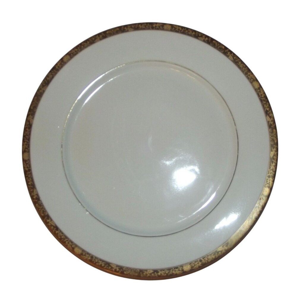 China Pearl Imperial Serving Platter White Gold Trim Plate 12" MCM vintage